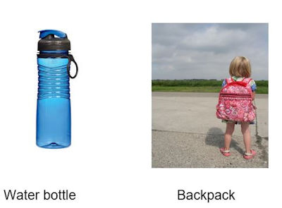 Water bottle and back pack